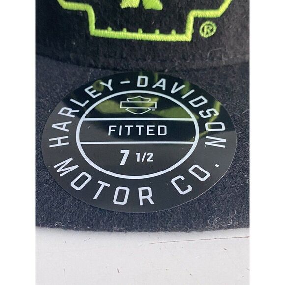Harley Davidson Willie G Skull Black Hat Cap Ear Flap Fitted Men’s 7 1/2 XL NEW - Picture 3 of 10